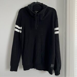 GUESS Men's Black Turtleneck Sweater with White Accents